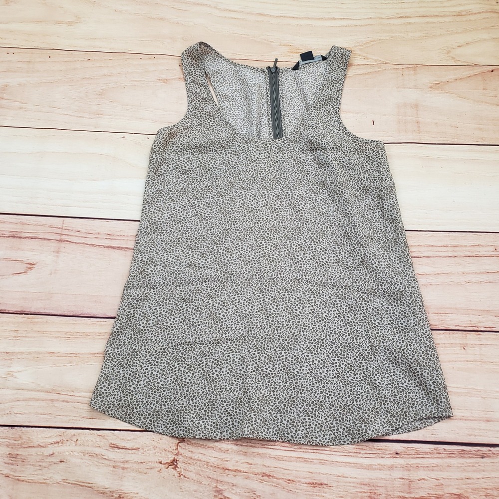 Armani Exchange Blouse Women Medium Brown Tank Top Sleeveless Animal Print Sheer